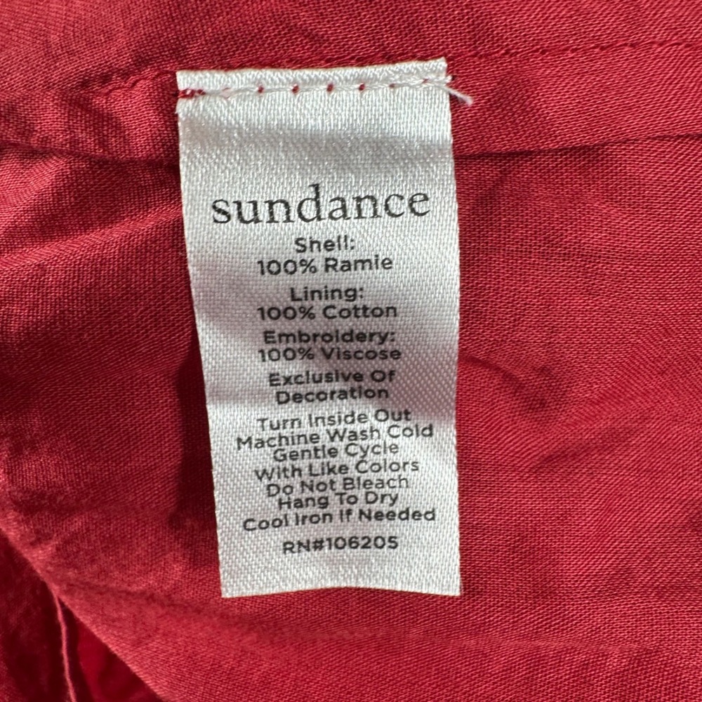 Sundance Maxi Dress Womens M Red Boho Tiered Linen Blend Embroidery Cottagecore - Picture 5 of 8
